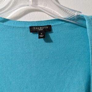 Talbots Vibrant Blue Short Sleeve Cardigan Knit Top